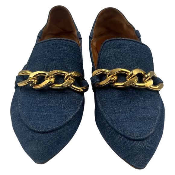 Veronica Beard Jaxon Chain Convertible Denim Pointed Toe Loafers Blue Sz 36 / 6 - Picture 3 of 7